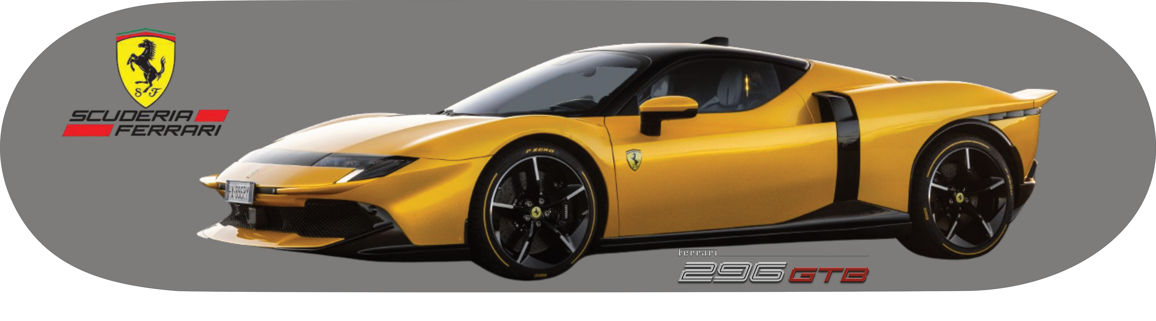 FERRARI 296 GTB yellow Classic skateboard wall art