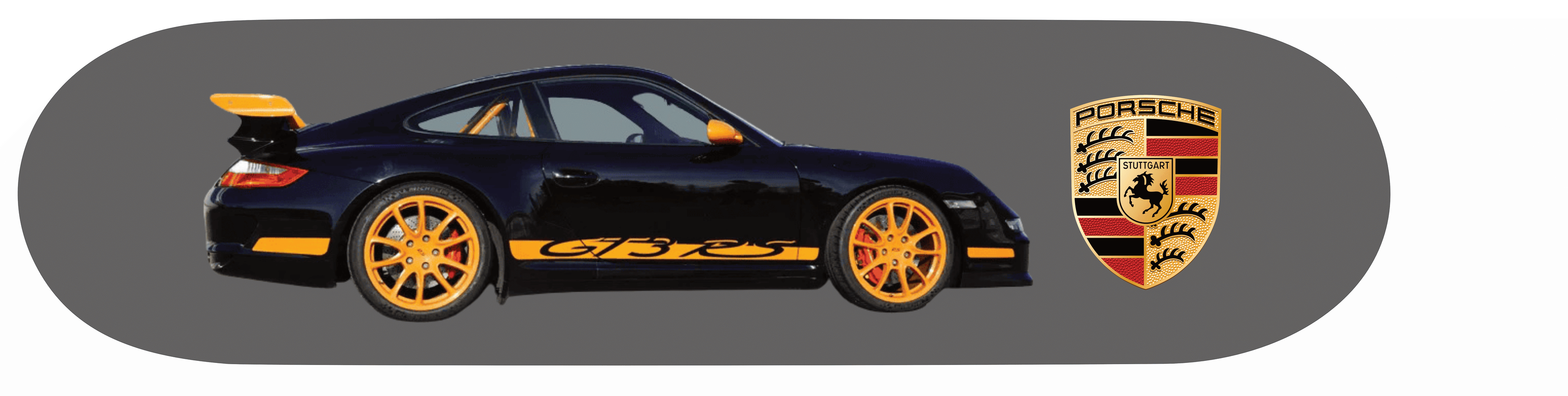 PORSCHE 911 GT3 RS black/orange skateboard auto wall art