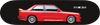 BMW M3 red, classic skateboard garage art