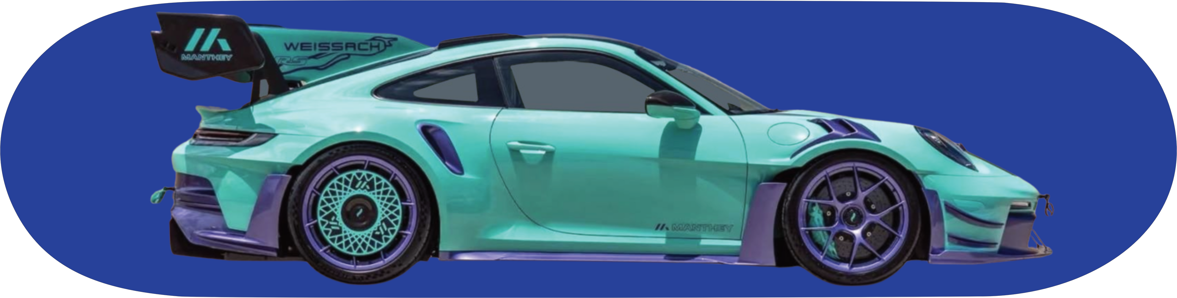 PORSCHE 911 MANTHEY aqua. classic skateboard wall art