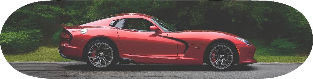 Viper GTS red custom automotive themed skateboard deck, wall art