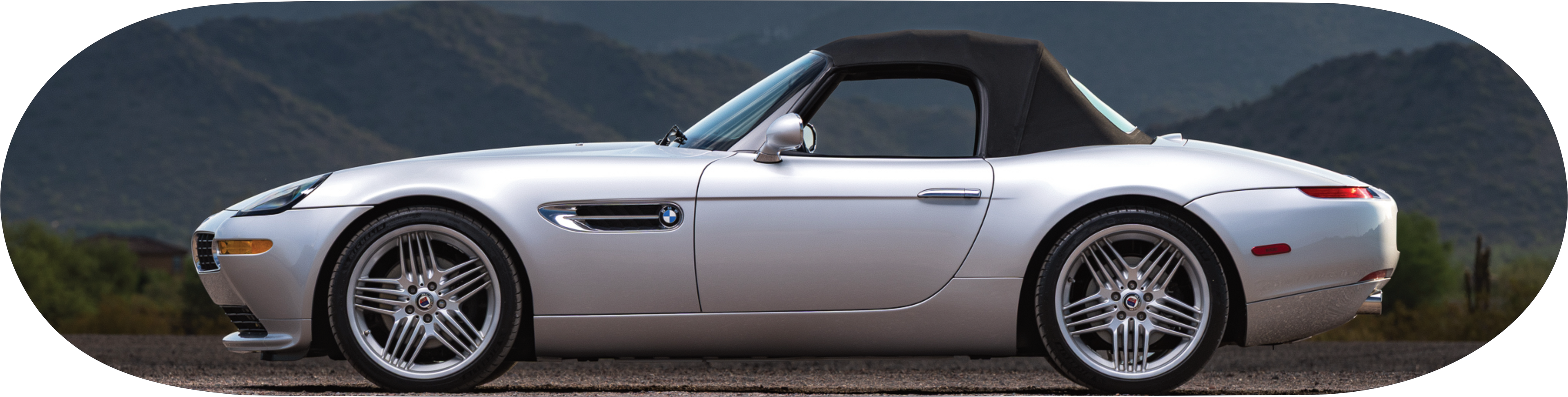 2003 BMW Z8 Alpina Roadster silver.  Classice skateboard art