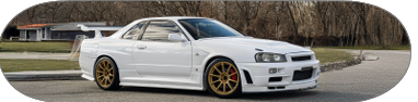 Nissan Skyline GT-R white JDM icon custom automotive themed skateboard deck, wall art
