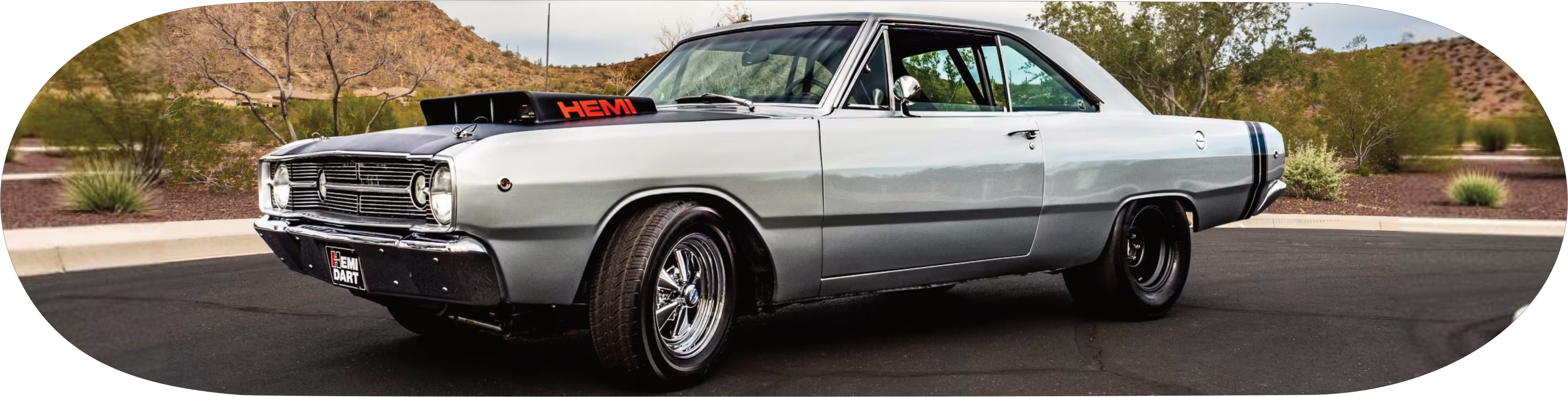 1969 Dodge Hemi Dart silver custom skateboard wall art
